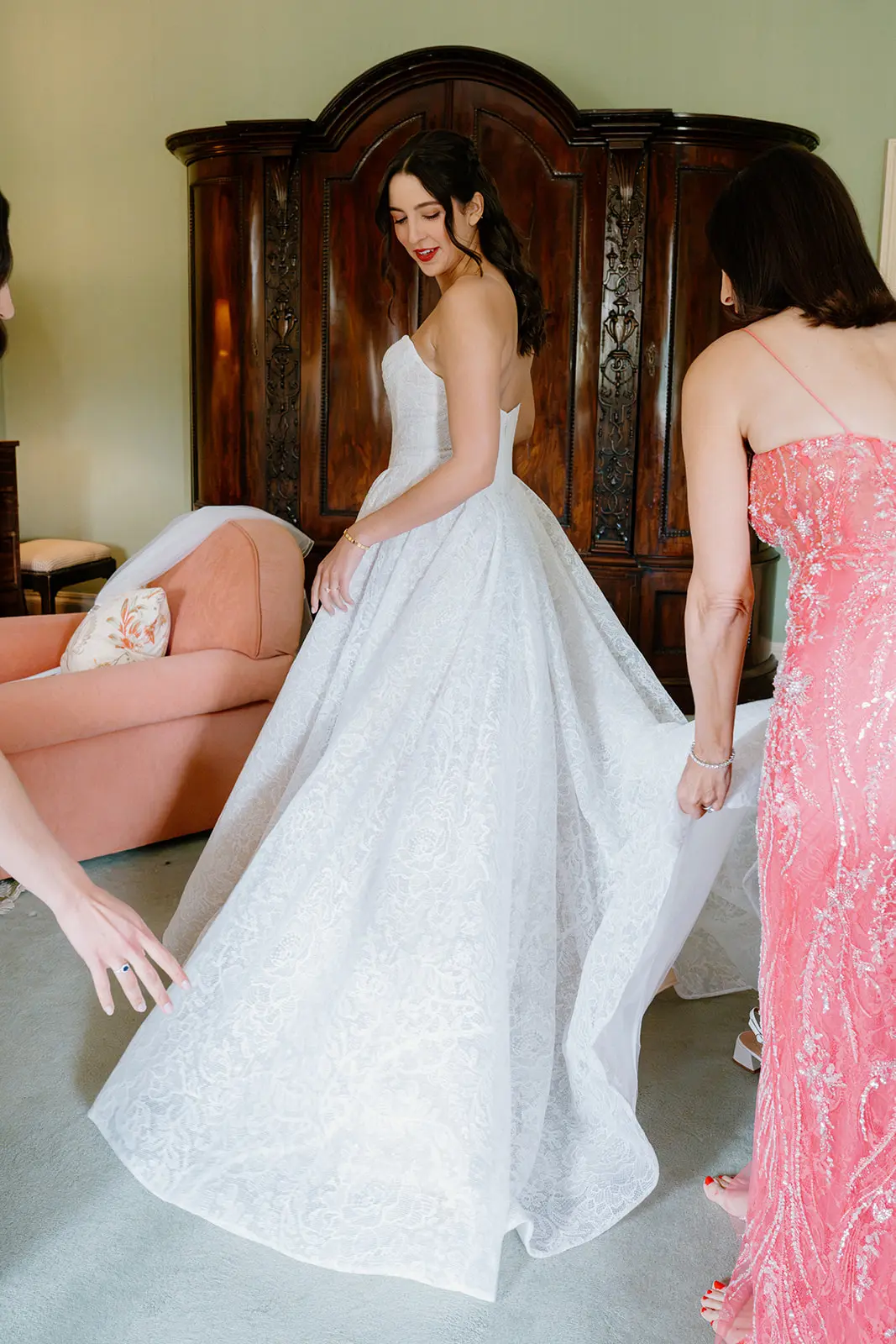 The bride preparing for her wedding day at Dundas Castle