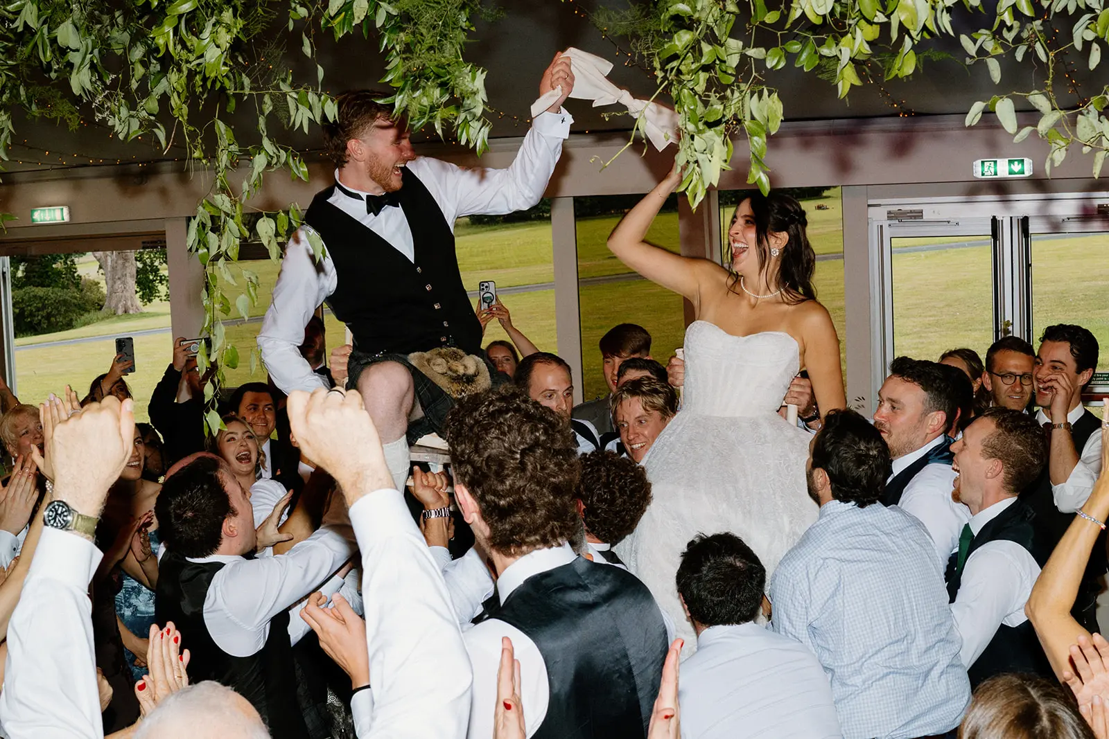 The couple celebrating on the dance floor