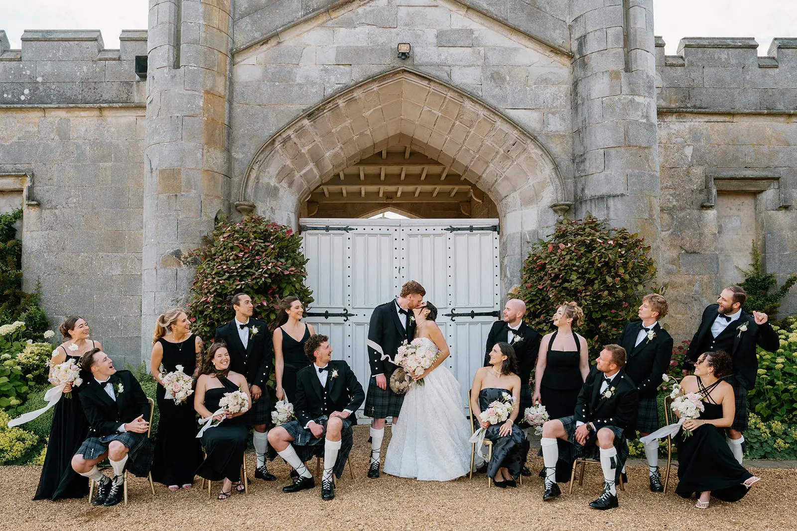 The wedding party outside Dundas Castle